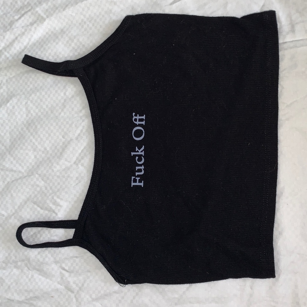 “Fuck off” Graphic tank crop top